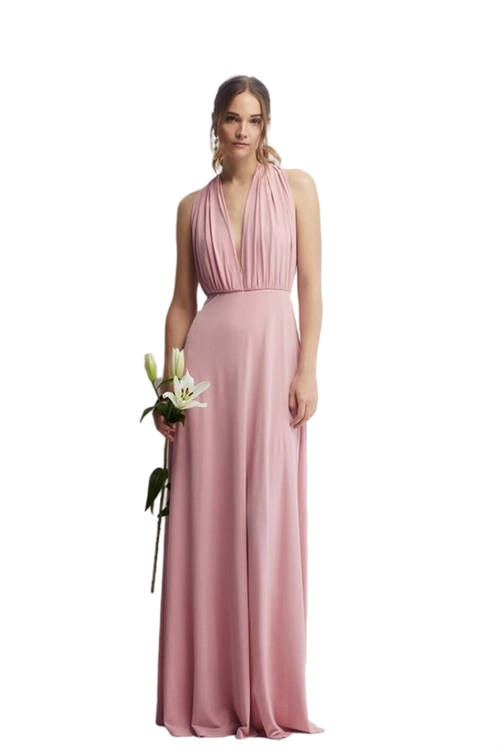 Jacques Vert Ballerina Pink Multiway Slinky Jersey Bridesmaids Maxi Dress BCC04492