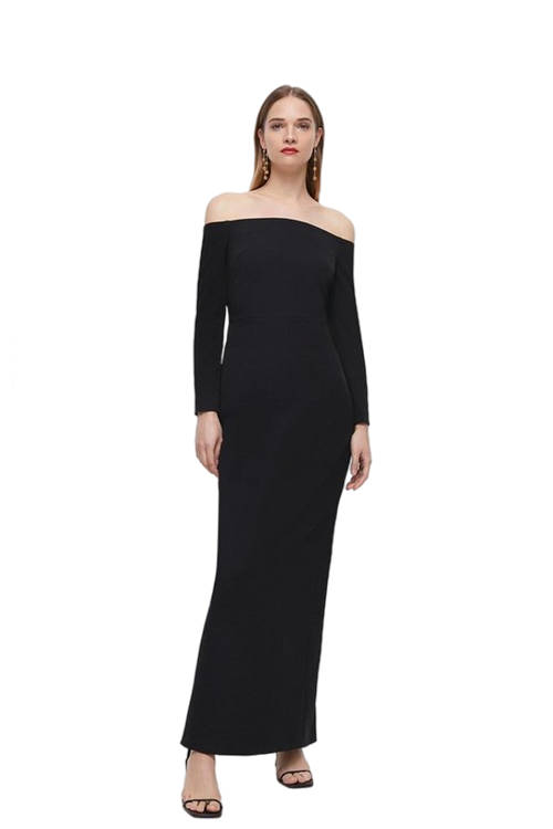 Jacques Vert Black Bardot Maxi Long Sleeve Dress BCC02667