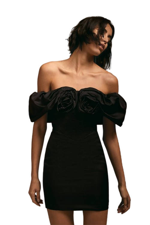 Jacques Vert Black Julie Kuyath Flower Bodice Mini Dress BCC04237