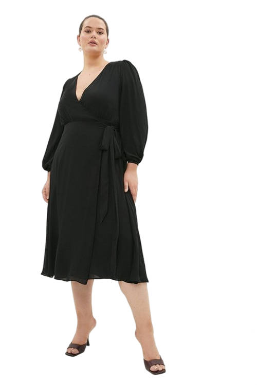 Jacques Vert Black Plus Size Maxi Wrap Dress ACC02784