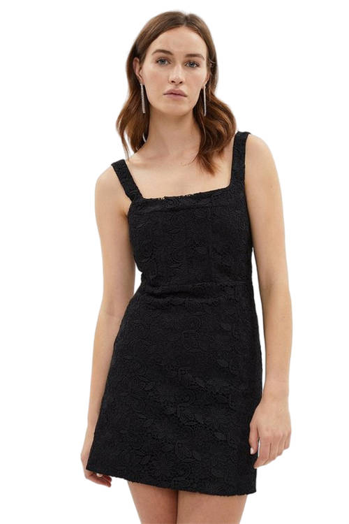 Jacques Vert Black Premium Lace Panelled Mini Dress BCC03168