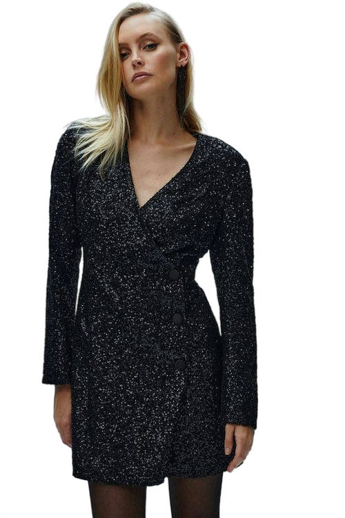 Jacques Vert Black Sequin Blazer Dress BCC04044
