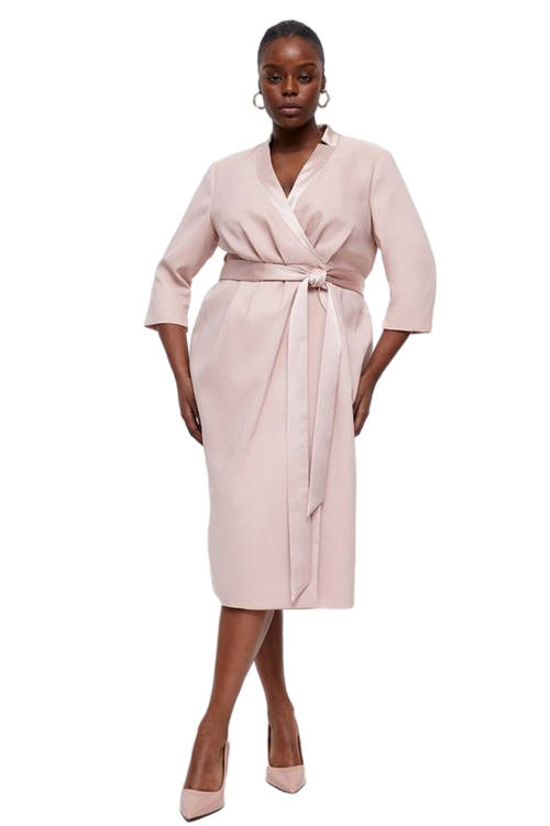 Jacques Vert Blush Plus Size Premium Notch Neck Wrap Dress BCC02869
