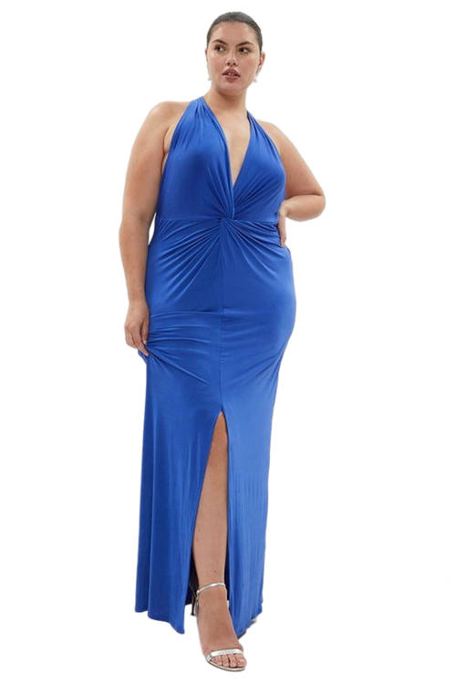 Jacques Vert Cobalt Plus Size Twist Front Maxi Dress BCC02089