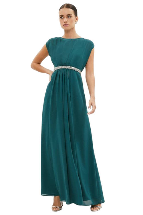 Jacques Vert Emerald Petite Embellished Belt Maxi Dress BCC03099