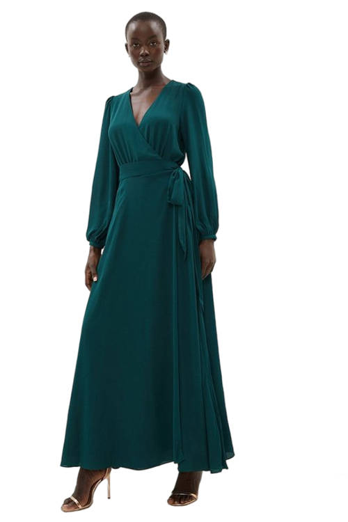 Jacques Vert Forest Belted Maxi Wrap Dress ACC01226