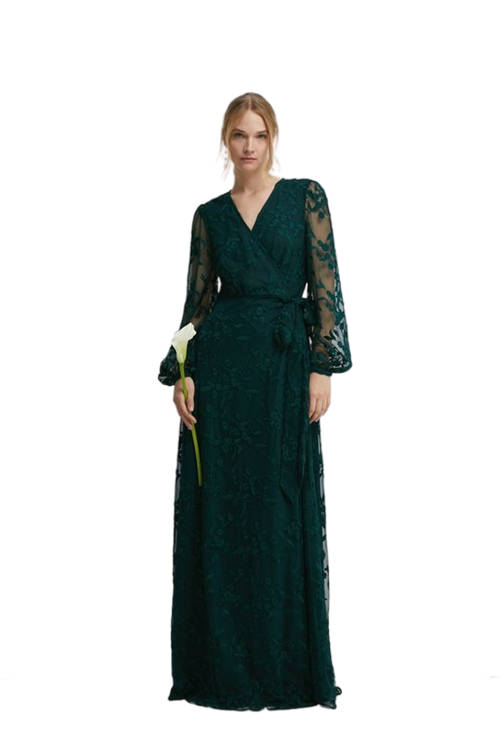 Jacques Vert Forest Floral Embroidered Wrap Bridesmaid Dress BCC05412