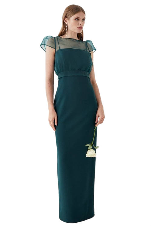 Jacques Vert Forest Organza Top Crepe Bodice Multiwear Bridesmaids Dress BCC05466