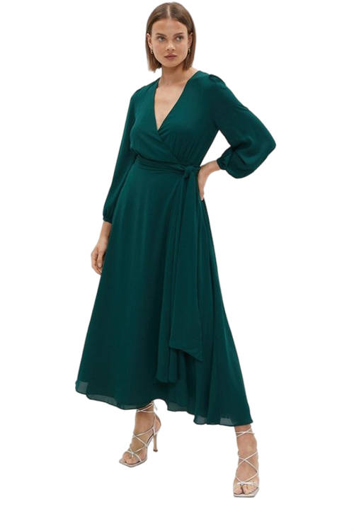 Jacques Vert Forest Petite Belted Maxi Wrap Dress BCC03527