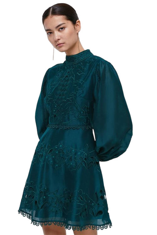 Jacques Vert Forest Petite Cutwork And Embroidered Dress BCC03459