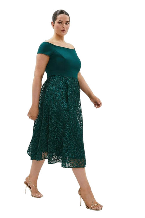 Jacques Vert Forest Plus Size Embroidered Midi Dress ACC95299