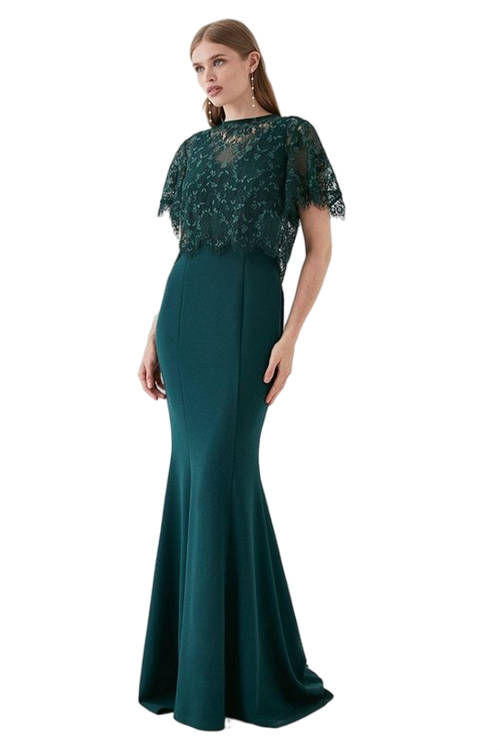 Jacques Vert Forest Removable Lace Top Two In One Bridesmaids Dress BCC05434