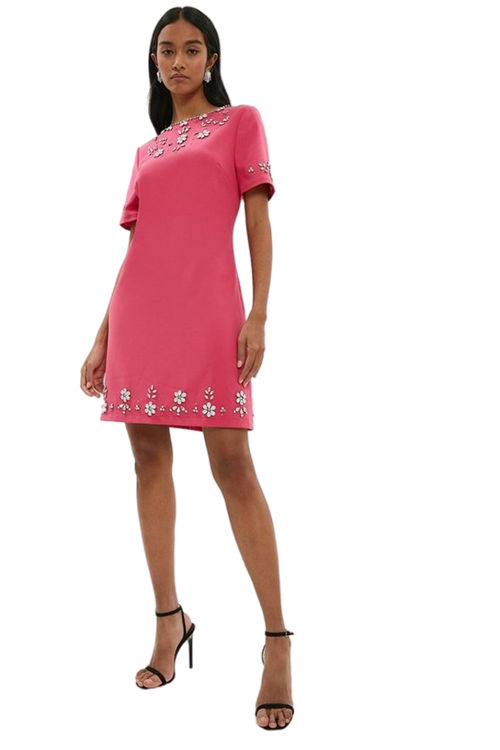 Jacques Vert Hot Pink Embellished Mini Dress BCC00942