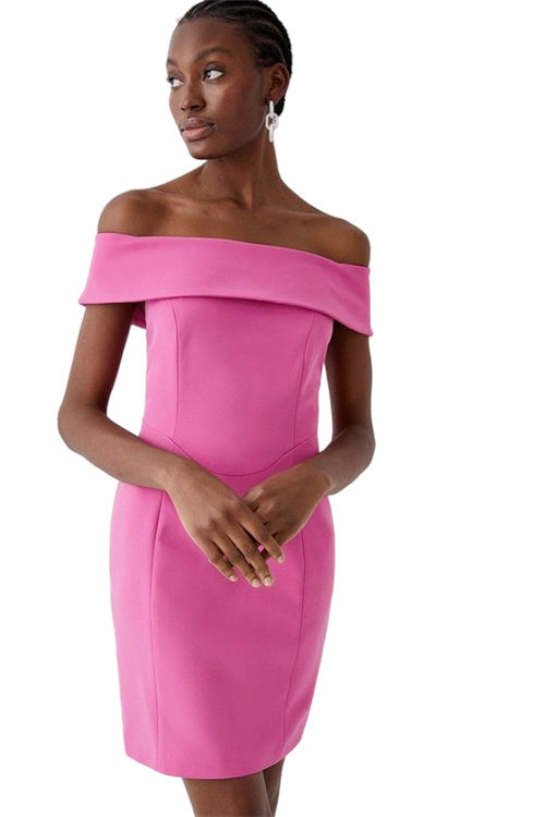 Jacques Vert Hot Pink Premium Bardot Mini Dress BCC03836