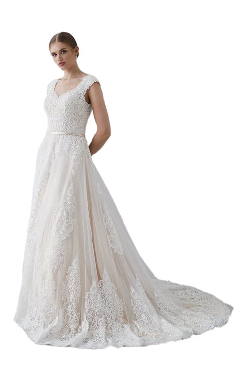 Jacques Vert Ivory Pearl Embellished Lace Bardot Sweetheart Wedding Dress BCC04866