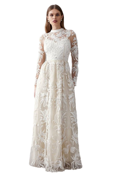 Jacques Vert Ivory Premium Embellished Fit And Flare Maxi Dress BCC00895
