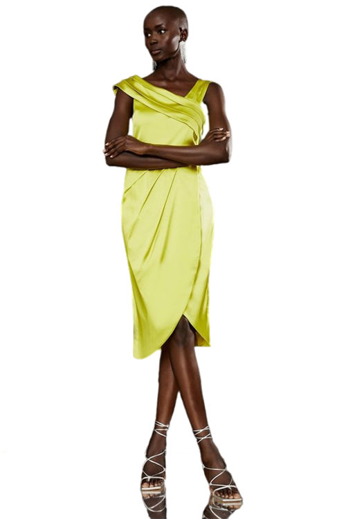 Jacques Vert Lime Premium Italian Fabric One Shoulder Pencil Dress BCC03164