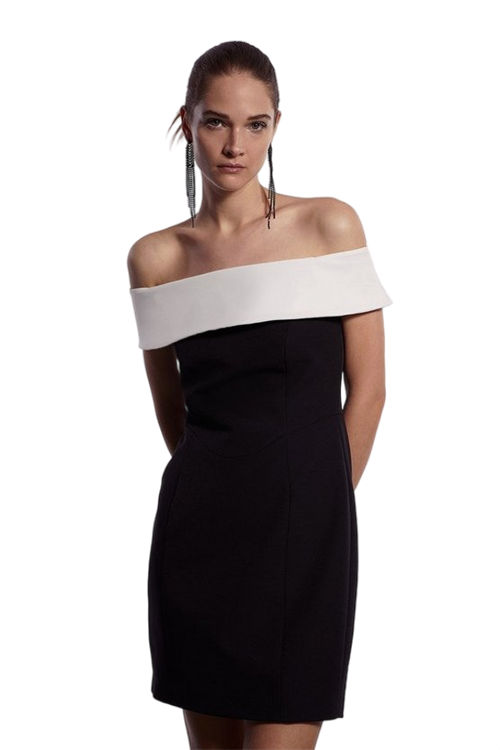 Jacques Vert Mono Premium Bardot Mini Dress BCC03836