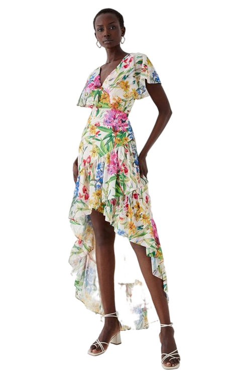 Jacques Vert Multi Printed Cape Wrap Midi Dress BCC05494