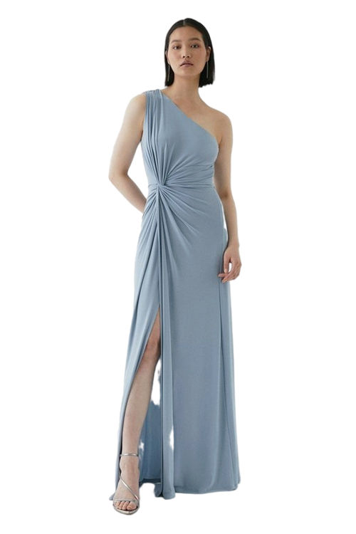 Jacques Vert Pale Blue Twist Detail One Shoulder Jersey Bridesmaids Dress BCC04494