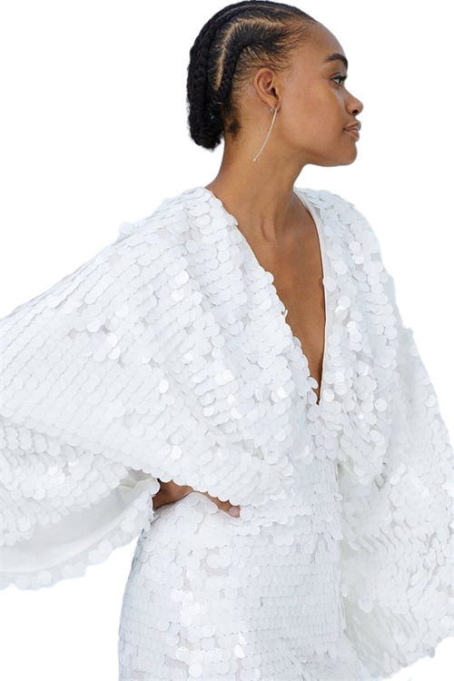 Jacques Vert Pearl Pearlescent Statement Sequin Kimono Mini Dress BCC04503