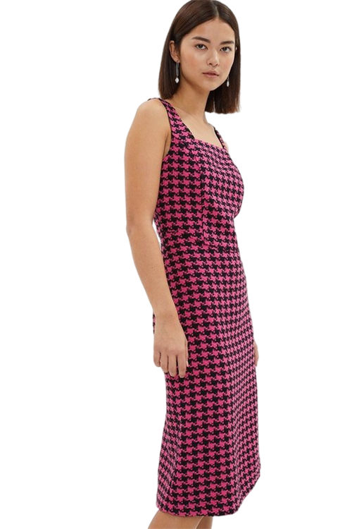 Jacques Vert Pink Petite Tweed Panelled Midi Pencil Dress BCC03746