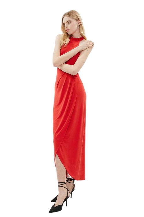 Jacques Vert Red High Neck Column Maxi Dress BCC01314