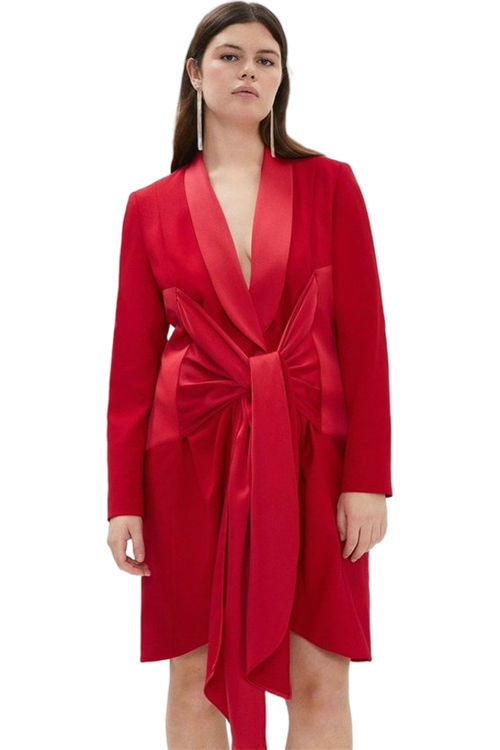 Jacques Vert Red Plus Size Premium Tie Front Blazer Dress BCC02867