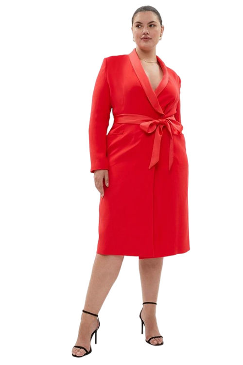 Jacques Vert Red Plus Size Tuxedo Midi Dress BCC00312