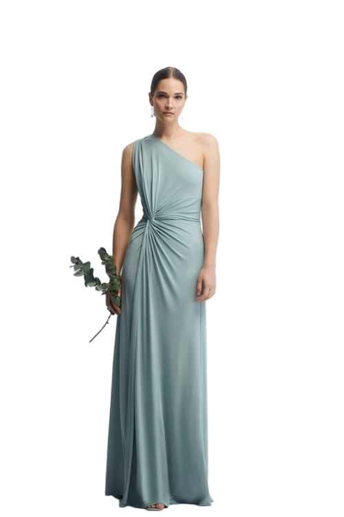 Jacques Vert Sage Twist Detail One Shoulder Jersey Bridesmaids Dress BCC04494